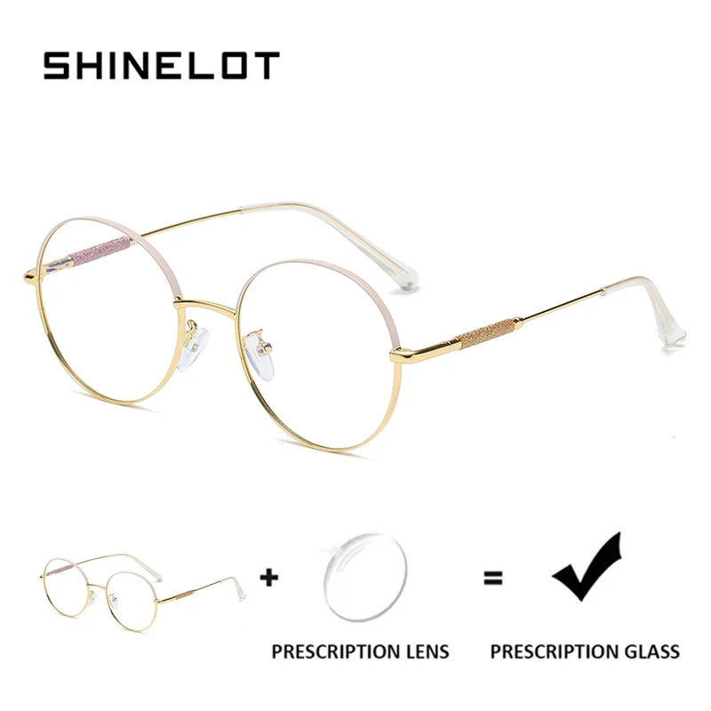 

SHINELOT 95818, новые очки для близорукости, очки для чтения в круглой оправе, оптические очки с защитой от синего света, студенческие очки