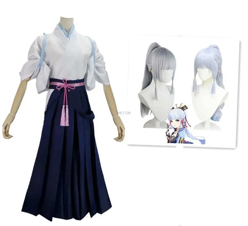 Kamisato Ayaka Genshin Impact Kimono Cosplay, Costume de jeu, Vêtements de princesse Ggret, Perruque, Femme et Homme, K/h