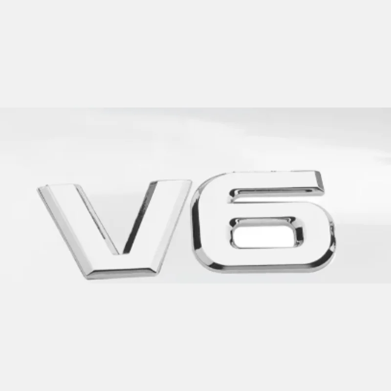 3D Metal V6 V8 Emblem Stickers Waterproof Scratch Cover Car Tailgate Side Exterior Decor Universal Auto Styling Accessories
