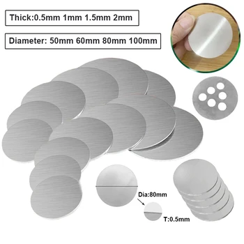 1 Stuk Diameter 50Mm-100Mm Dikte 0.5 ~ 2Mm Roestvrij Staal Ronde Pakking 304 Roestvrij Staal Schijf Metalen Diy Ronde Plaat,