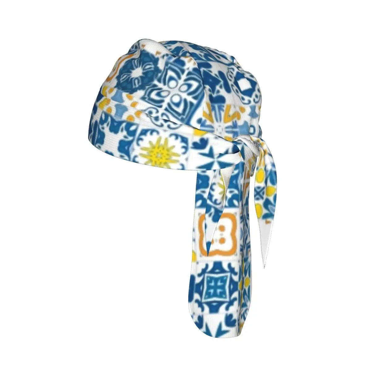 

Mosaic Portuguese Azulejo Mediterranean Effect Sport Running Hiking Sunscreen Hood Headwear Cycling Cap Quick Dry Pirate Hat