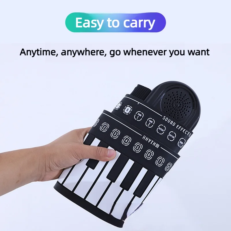 49 Keys Roll Up Piano, Portable Foldable Hand Roll Piano, Rollable Electronic Keyboard For Kids Beginner Practice