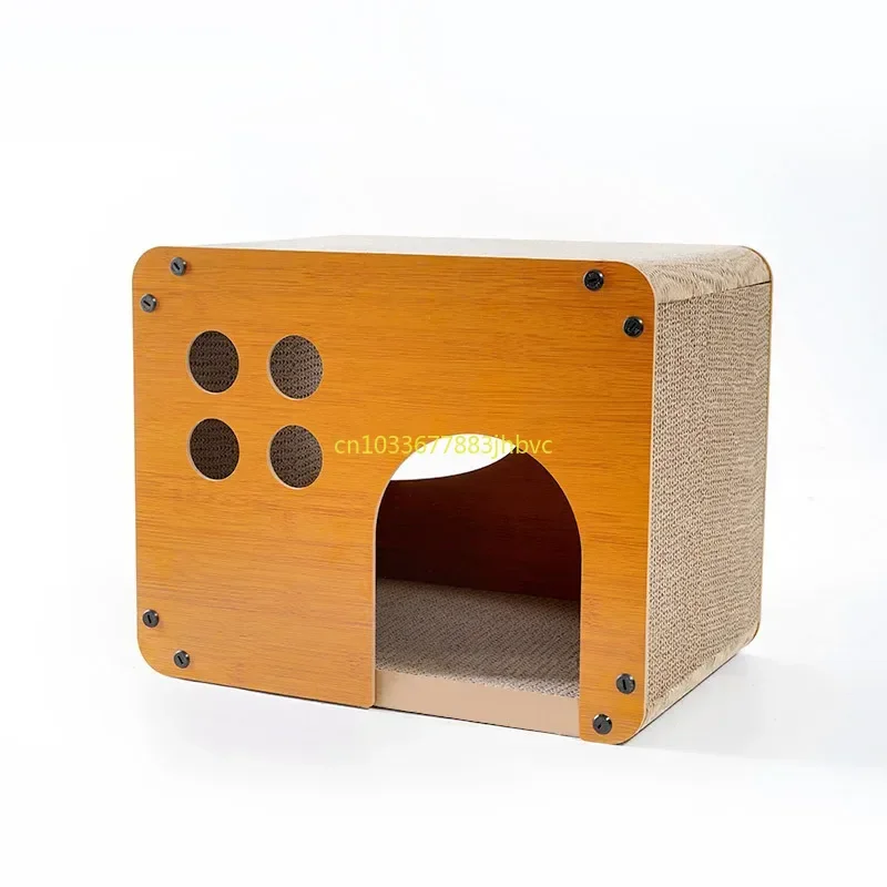 DIY Solid Wood Cat's House Detachable Cat Bed All Season Breathable Corrugated Paper Cats Nest Pets Supplies Pets House