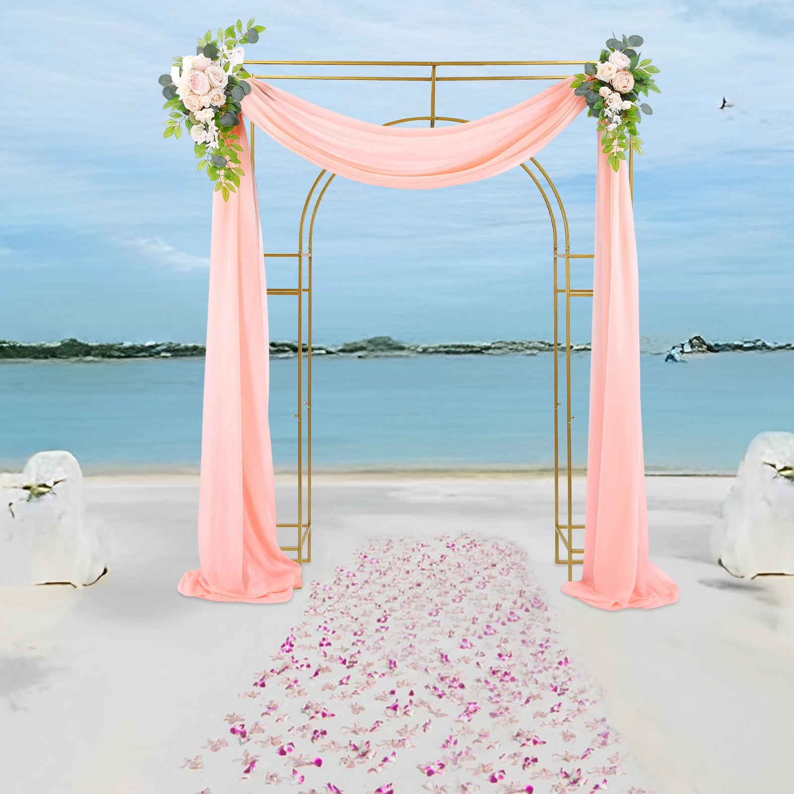 

Golden Square Tube Wedding Arch Bracket (outer Inner Arch) 180*30*250cm High Stability Decorative Support