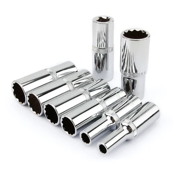 1 adet 12 Nokta 78mm Ayna Derin Soket Kafa 1/2 Sürücü Torx Bit Cırcır Anahtarı Adaptör Aracı Parçası 8-32mm Araba Tamir araçları