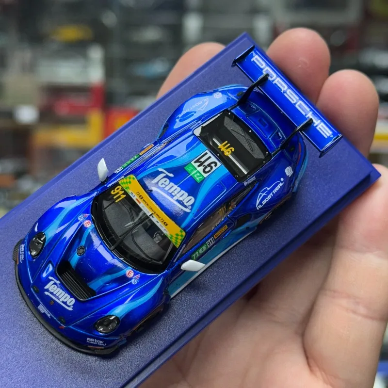 Bijna Echte 1:64 AR Porsche 911GT3 R DEBO Macau World Cup Hoogdetail Die-cast Alloy Automodel Statisch Display Hobby Perfect Cadeau