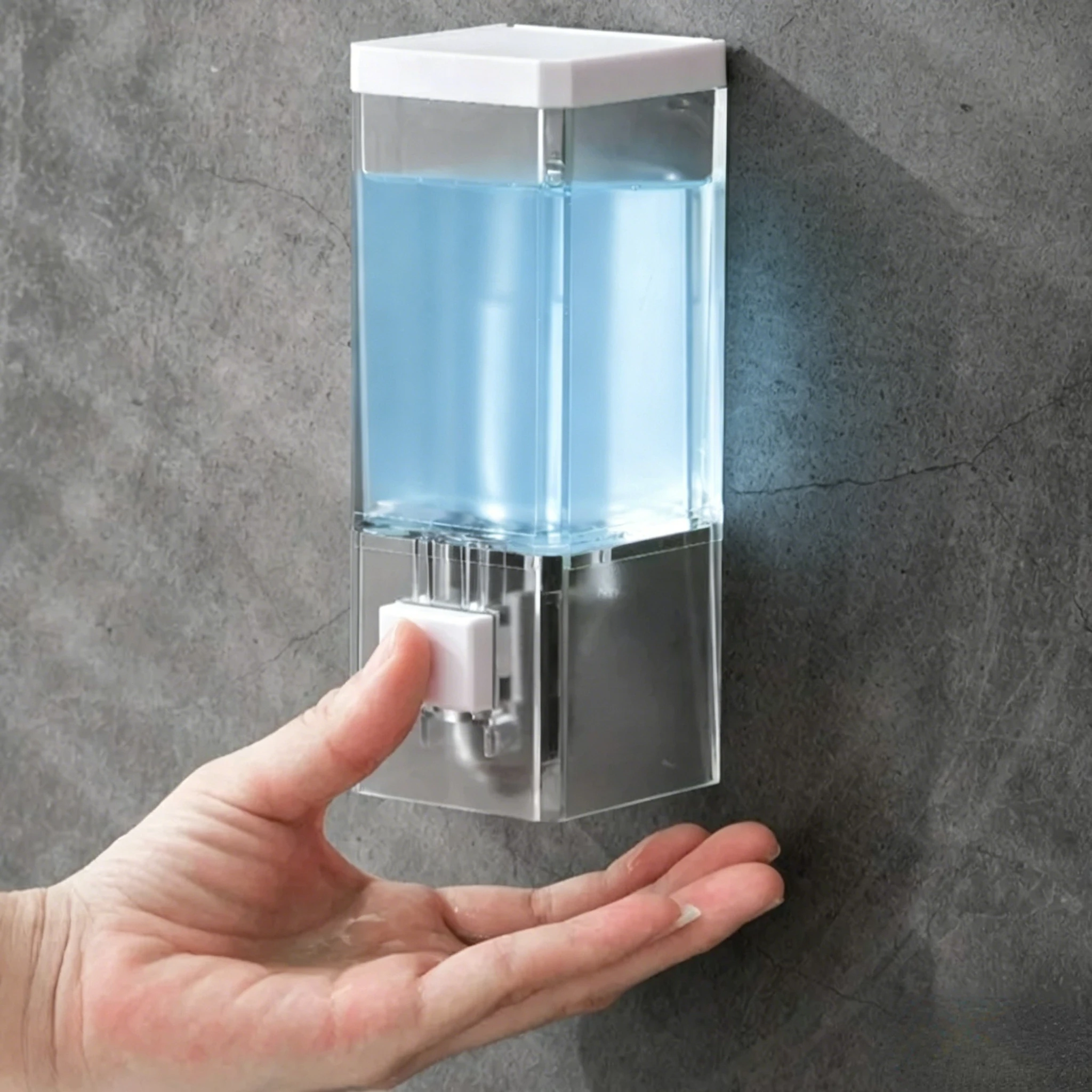 

Wall Mounted Soap Dispenser, No Drilling Manual Press Liquid Soap Dispenser, Bathroom Kitchen Punch-Free Bottle Holder for Home