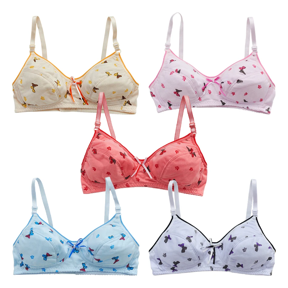 Fresh Butterfly Printed Women Bra Women Daily Wear Soft Comfortable Breathable Adjustable Thin Bra Simplicity Casual Underwear