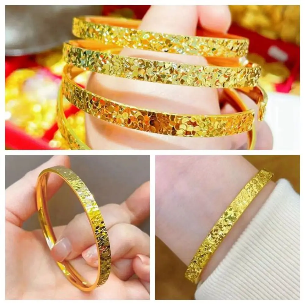 High Quality Copper Broken Ice Bracelet Fashionable Personalized Gold Bangle Simple Jewelry Accessories