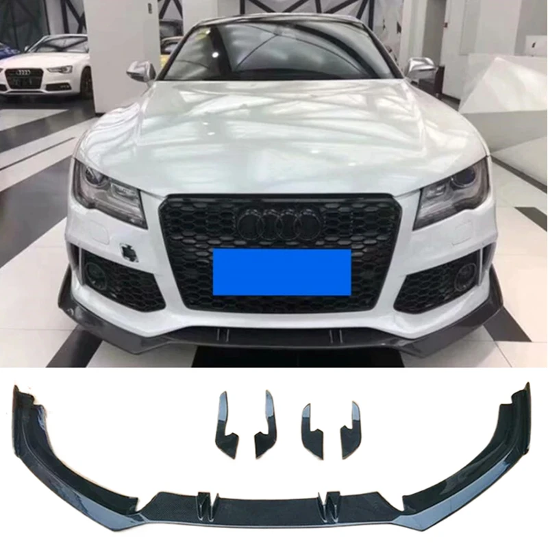 

For Audi RS7 C7 C7.5 2011-2018 Real Carbon Fiber Front Lip Bumper Kit Spoiler Wind Knfe Tuyere Cover Splitters Refits