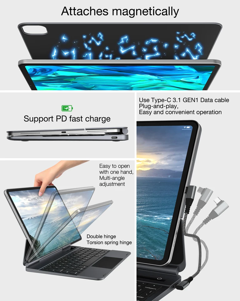 Doqo アルミニウム製マジックキーボードケース iPad Pro/Air用 7-in-1