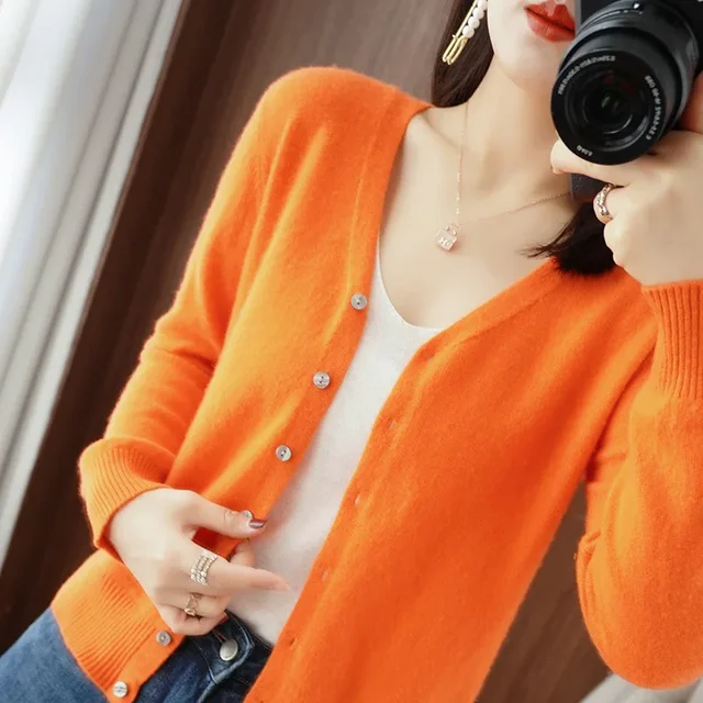 Kobiety Cardigans 2023 jesienno-zimowa pojedyncze piersi dzianiny z długim rękawem ciepły dziergany sweter koreański moda wiosna na co dzień sweter
