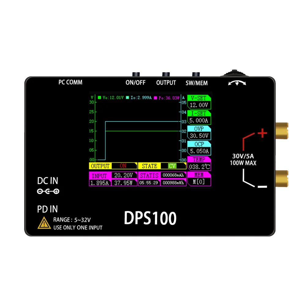 

Pocket Laboratory DC Power Supply 30V 5A 100W DPS100 Adjustable Voltage Regulator Bench Switching PD QC