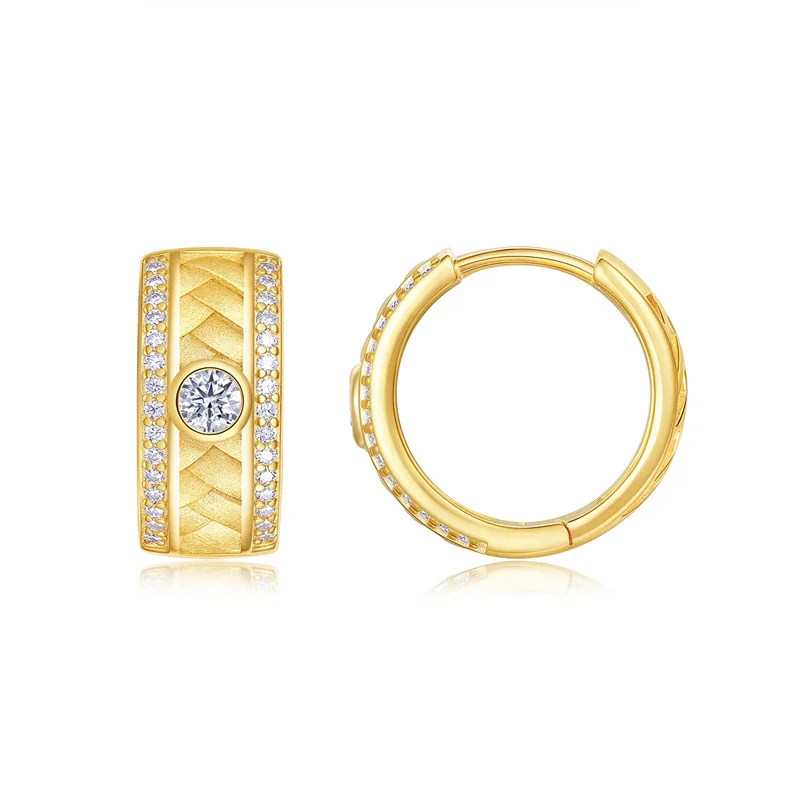 

ZFSILVER Trendy s925 Silver Full Moissanite Classic Design Gold OK Earrings For Charms Women Accessories Jewelry Gift E15871-BH