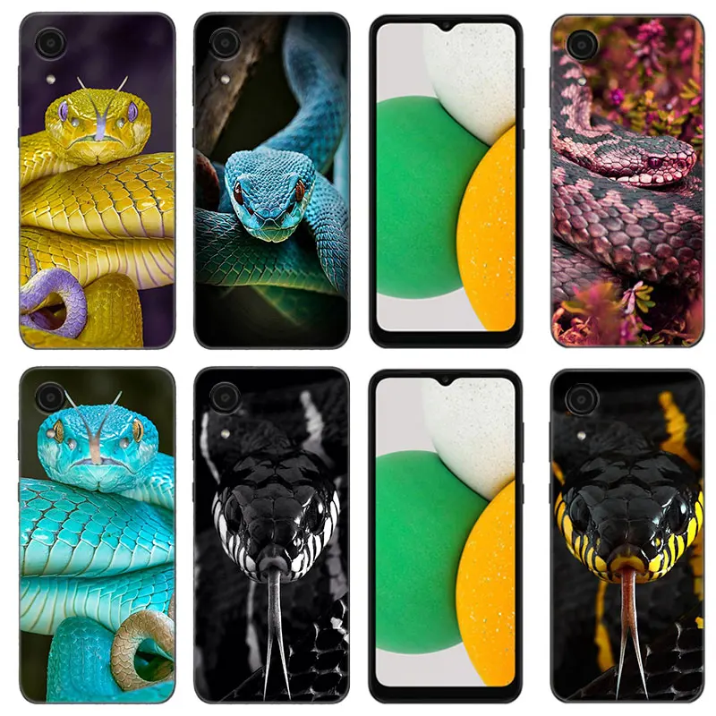 Animal Snake Phone Case For Samsung Galaxy A01 A03 Core A04 E A02 A05 A10 A20 A21 A30 A50 S A6 A8 + A7 2018 Black Silicone Cover