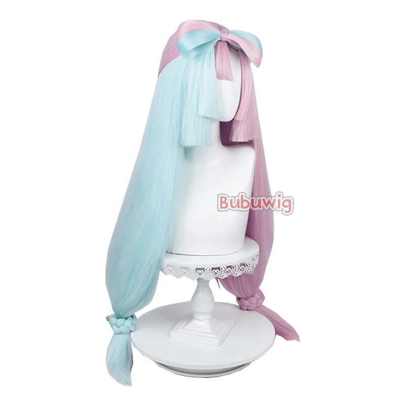 

CyBubuwig синтетические волосы Iono парики для косплея Алый и фиолетовый Iono 95 см длинный розовый и зеленый парик с хвостиком термостойкий