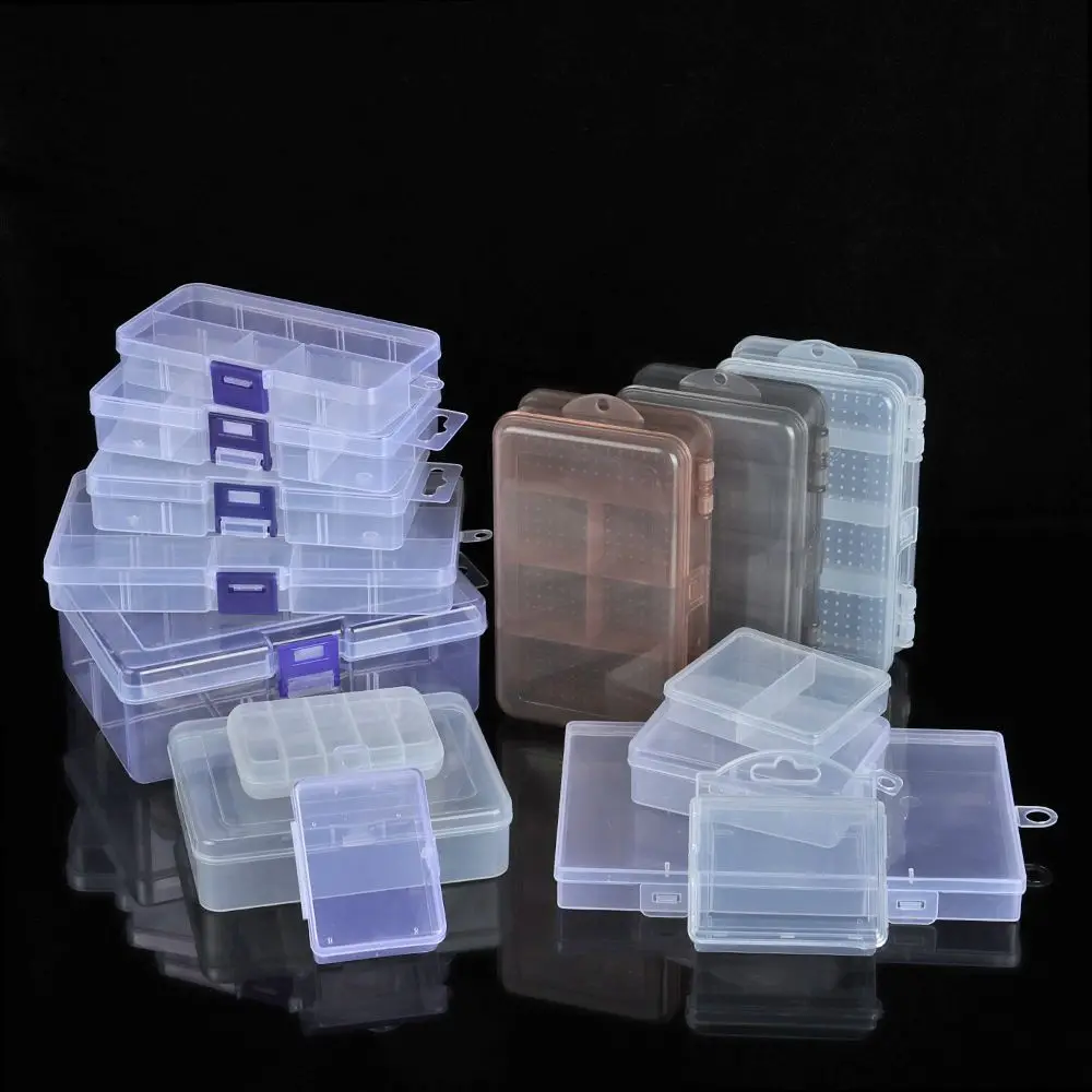 Plastic Organizer Case Square Jewelry Beads Container Fishing Tools Box Transparent Storage Box Small Items Sundries