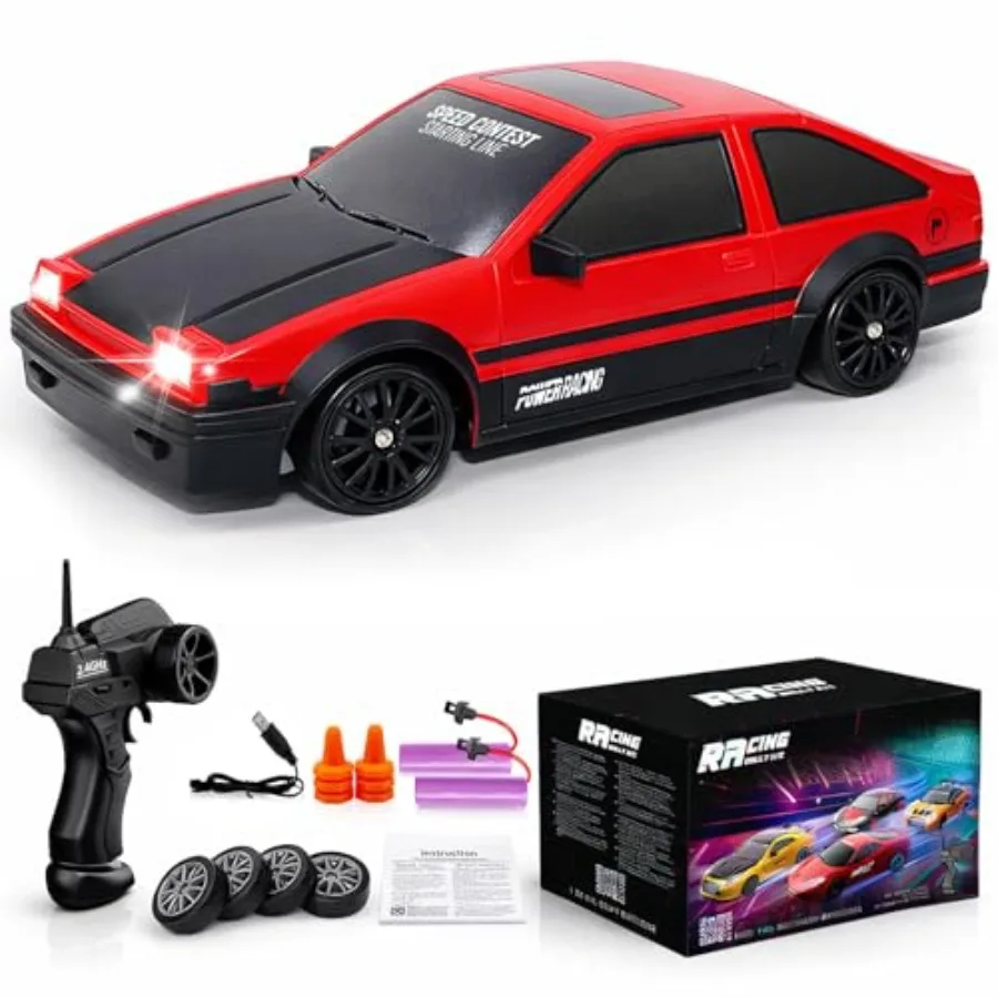 

Remote Control Car RC Drift 2.4GHz 1:24 Scale 4WD 15KM/H High Speed Model Vehicle with LED Lights Drifting Tire Racing Sport To