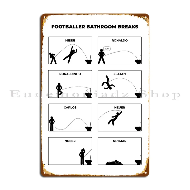 Footballer Bathroom Breaks Metal Sign Wall Decor Designs Wall Decor Funny Pub Tin Sign Poster