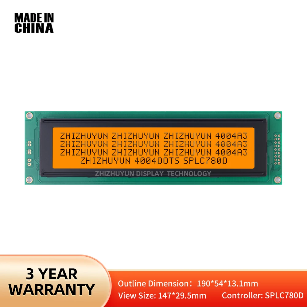 

4004A3 Character Dot Matrix Screen LCM Module 40X4 LCD English Display Screen Multiple Languages Orange Light Black Characters