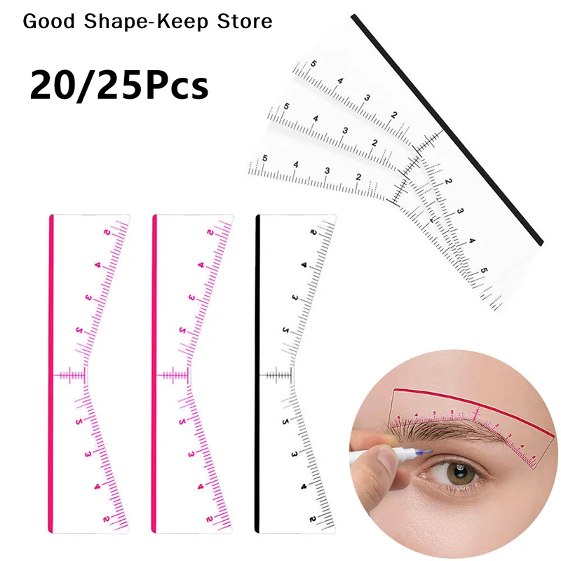 Disposable 20/25pcs Eyebrow Ruler Sticker Self-adhesive Eyebrow Tattoo Position Guide Permanent Makeup Mapping Stencils Tool
