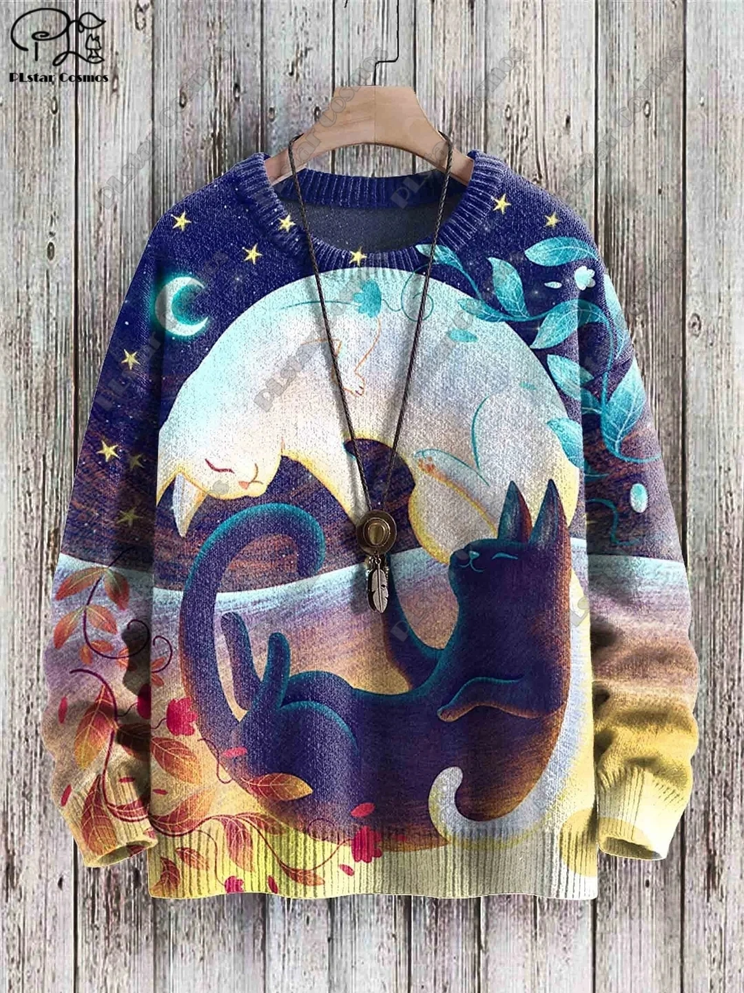 

3D Printed Animal Series Retro Cute Cat Patterned Ugly Sweater Casual Unisex Winter Sweatshirt M-1