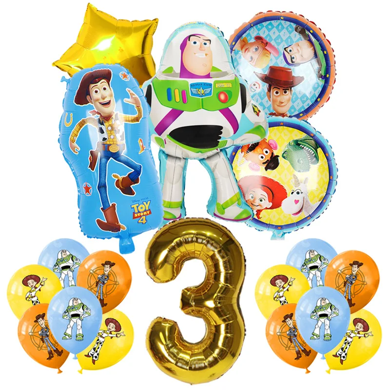 Buzz Lightyear Toy Story Birthday Party Decoration Disney Woody Big Balloon For Kid Event Supplies Disposable Tableware Backdrop