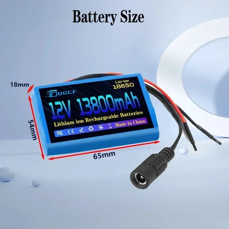 12 V 13800 mAh 3S1P 18650 Lithium 🔋 Akku für Lautsprecher, Taschenlampe, CCTV, GPS, Suchscheinwerfer, langlebig, wiederaufladbar