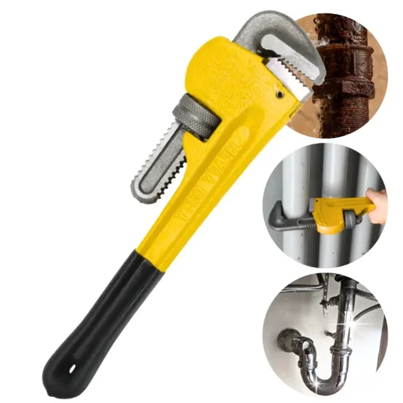 Heavy Duty Pipe Wrench 10 12 14 Inch Plumber Wrench Ductile Iron Forged Plumbing Gas Line Well Pump HVAC Repair Hand Tool