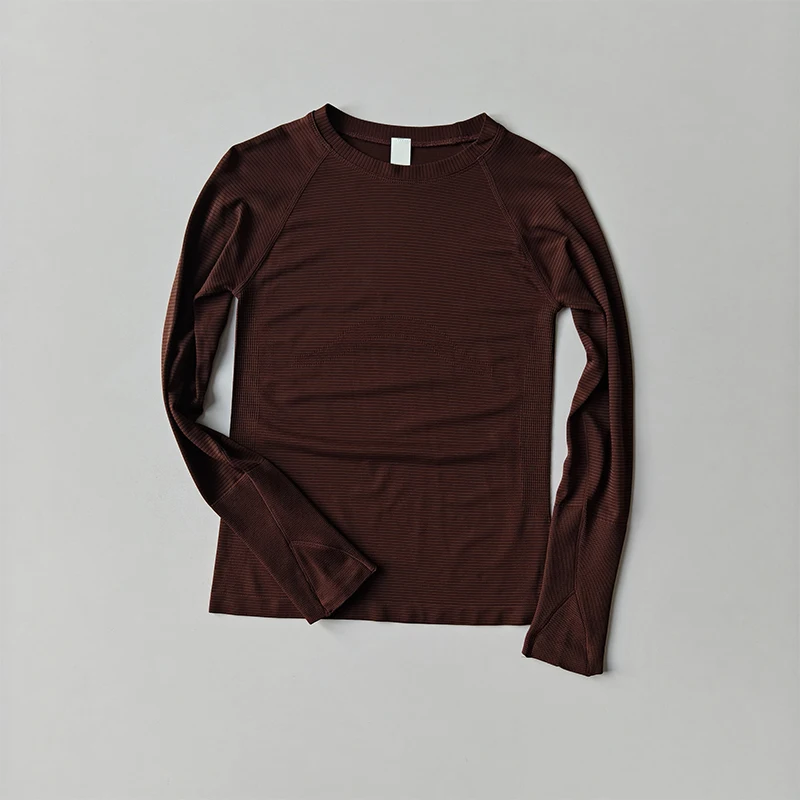 Damen Outdoor-Sportshirt Yoga-Bekleidung Fitness-T-Shirt Lauf-Workout-Top Damen Langarm-Sportbekleidung Trainingskleidung Fitnessstudio-Kleidung – Detail 8