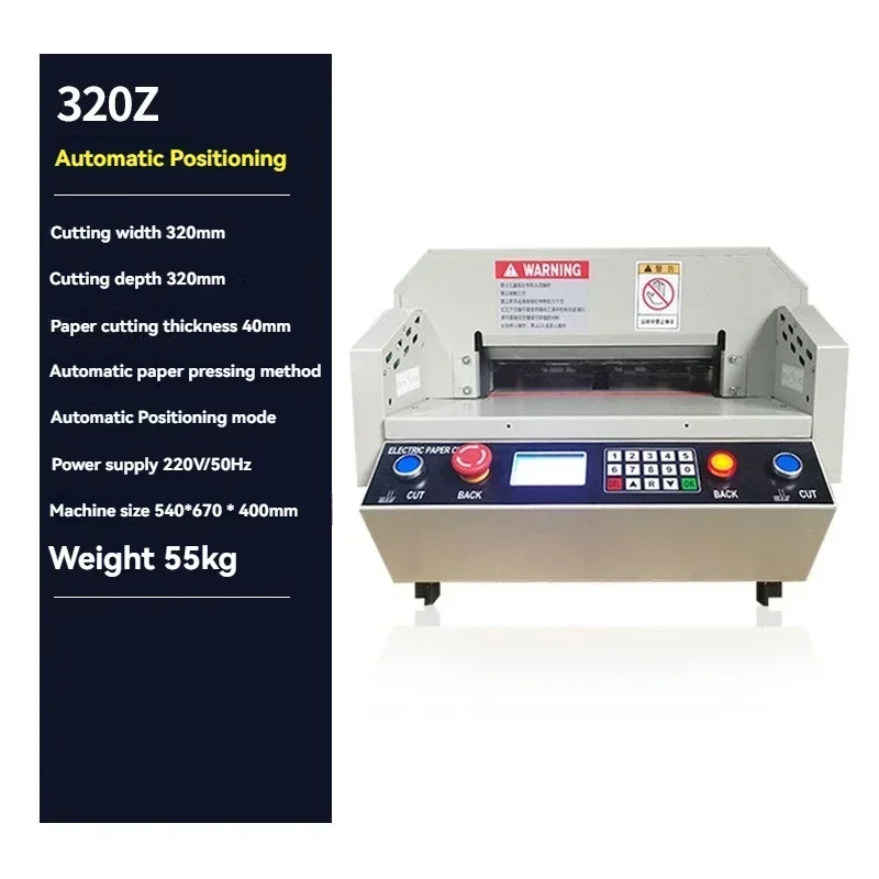 Large-format book and photo cutter; electric, digitally controlled paper cutter (A4/B4); heavy-duty paper cutter.