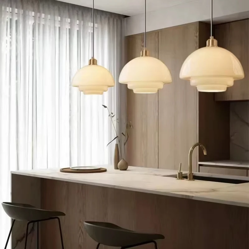 Vintage Glass Pendant Light White For Living Room Dining Room Restaurant Coffee Shop Bar Study Room Indoor Decorative Chandelier image 2