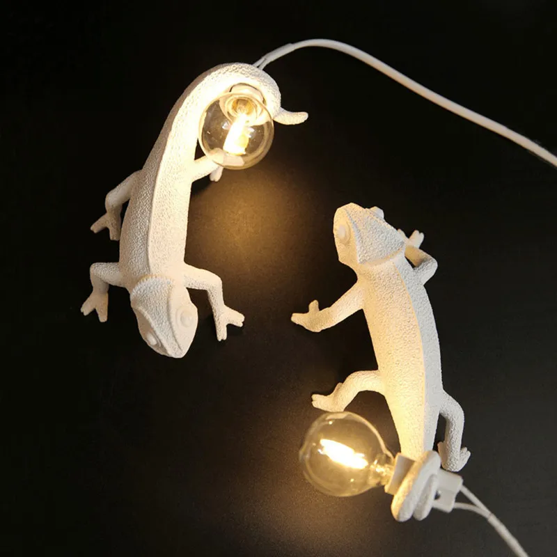 Luz de noche de lagarto de resina, lámpara de mesa de camaleón de Animal moderno, lámpara de pared Led, decoración del hogar, sala de estar nórdica, dormitorio