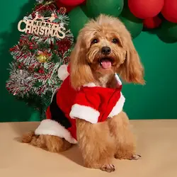 L7 Spot pet dog Christmas transformation Santa Claus red dress Poodle Pomeranian Teddy New Year coat kawaii clothes