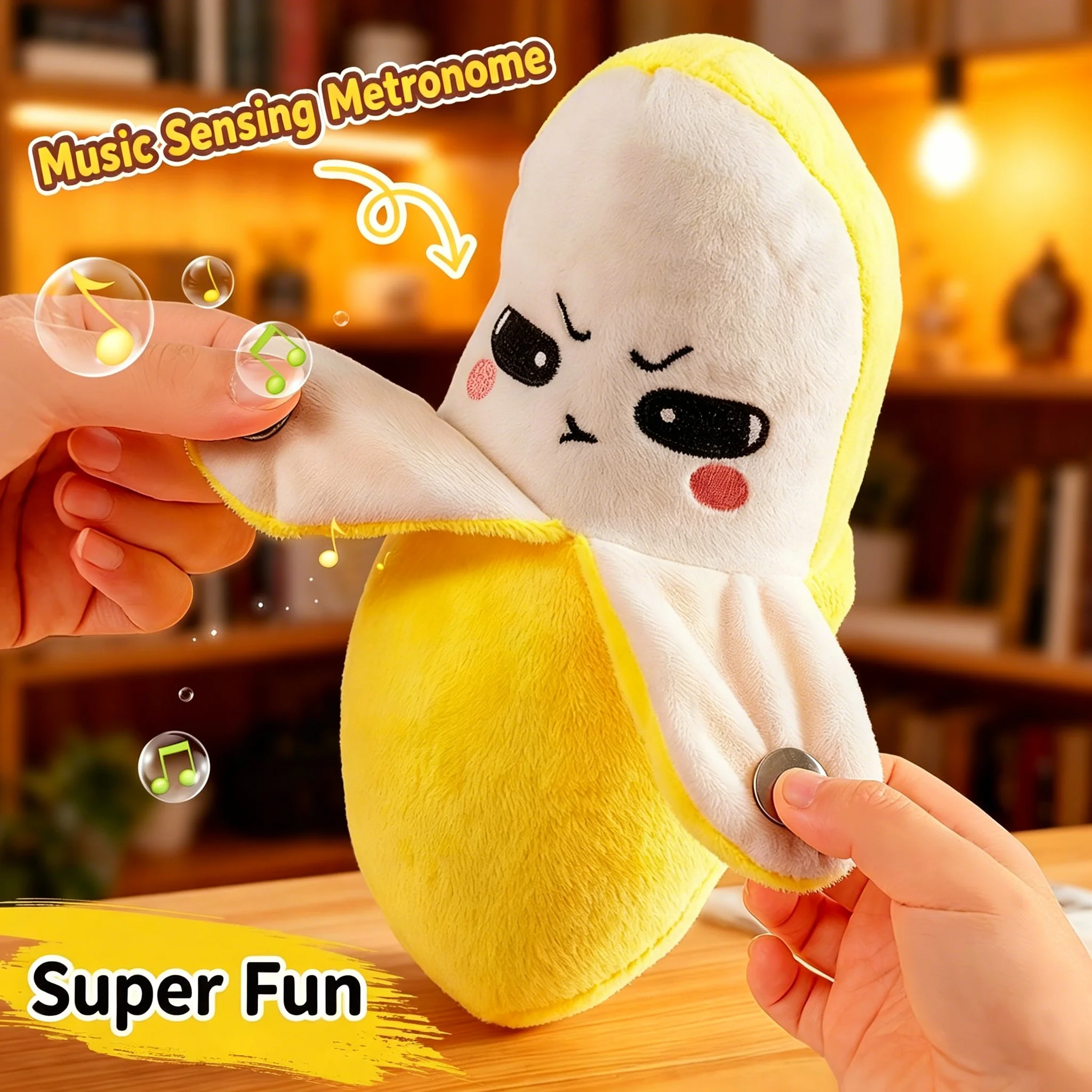 Banana Fruit Induction Beat Toy Creative Music Dolls Kawaii Parent-child Toys Sensory Party Game Collectible Toy