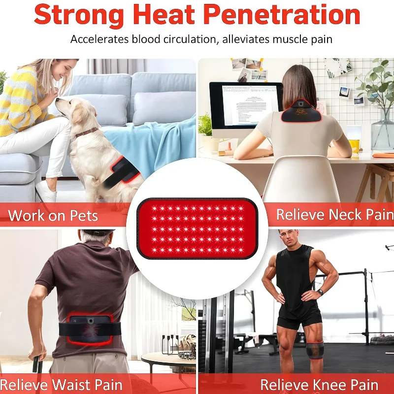 

Ремешок с красным светом ближнего инфракрасного диапазона 660 и 850 нм, терапия с питанием от USB для талии, шеи, плеч, рук, запястья, подбородка, здравоохранения