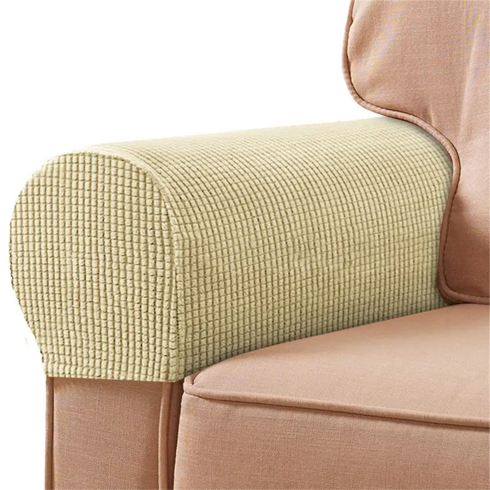 Wear-Resistant 2Pcs Helpful Soft to Touch Armrest Slipcover Flexible Armrest Slipcover Convenient   for Bedroom