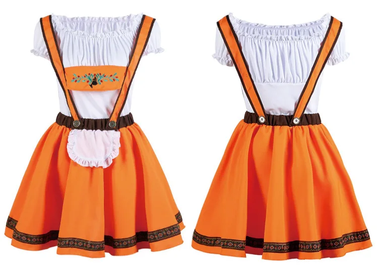 Uomo e donna Bavaria Oktoberfest Costume da birra arancione Halloween Oktoberfest Costume Cosplay