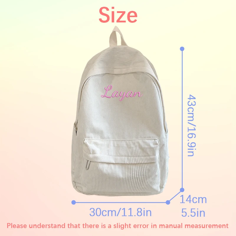 Customised Embroidery/Standard Style 2 Options, Large-Capacity Corduroy Casual Backpack, Back-To-School Season, Gift!!
