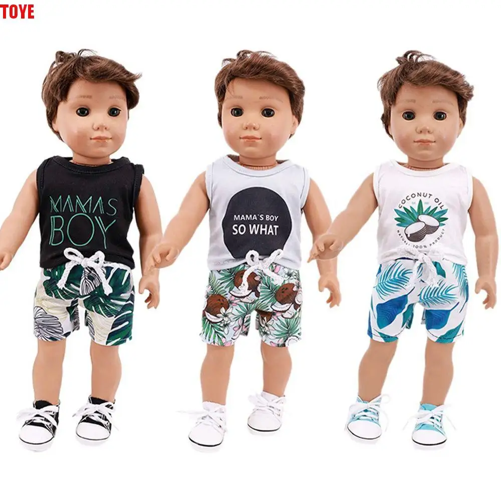 

Cute Summer Suit Boy Doll Cloth Little Boy Short Sleeve 18 Inch Doll Cloth 43cm Casual DIY Toy