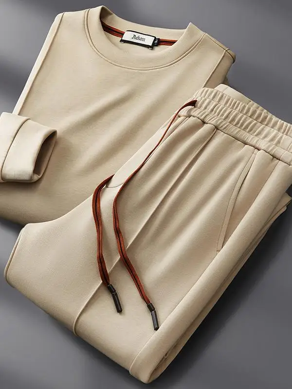 

High-End round Ne Sweatirt Space Cotton Men's Casual Sportswear Set Comfortable Long Pants Suitable for Autumn Season