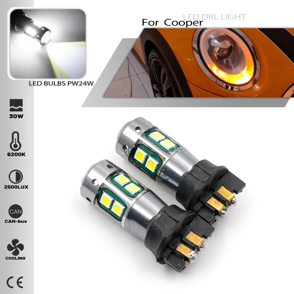 

2pcs Canbus For 2014-up MINI Cooper F55/F56 only PW24W PWY24W LED Bulbs Turn Signal Light Daytime Running Light DRL White Yellow