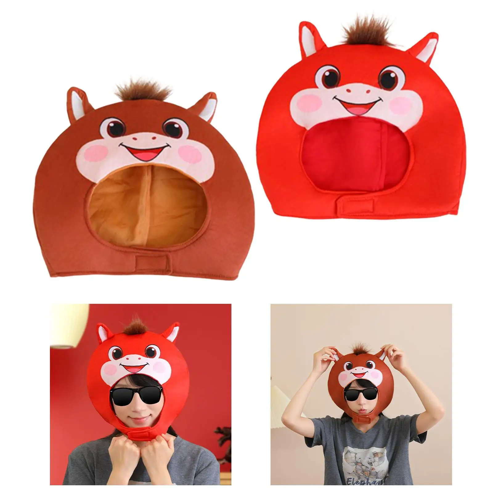 

Plush Horse Hat, Warm Lightweight, Lovely Dress up Headwear, Novelty, Headgear, Party Cosplay Hat for Party, Stage Performance