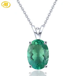 Natural Green Fluorite Solid Sterling Silver Pendants 6.6 Carats Genuine Gemstone Classic Simple Design Women New Year Gifts