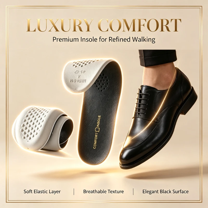 Elastic Sweat-Wicking Latex Insoles Soft Cowhide Shock-Absorbing Breathable Shoe Pads for Men Women Comfort Arch Support Durable