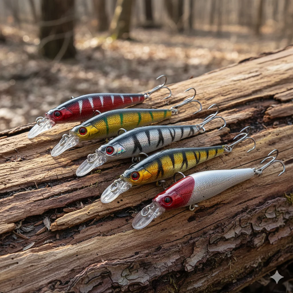 5 Stück 8cm 8,5g Minnow-Angelköder 0,5-2m Tauchtiefe Wobbler, Künstlicher Harter Jerkbait für Barsch- und Hechtangeln