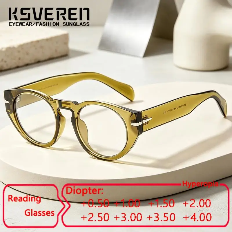 Brand Design Circular Anti Blue Light Reading Glasses Men Women Trendy Optional Prescription Eyewear Classic Sunshade Lens