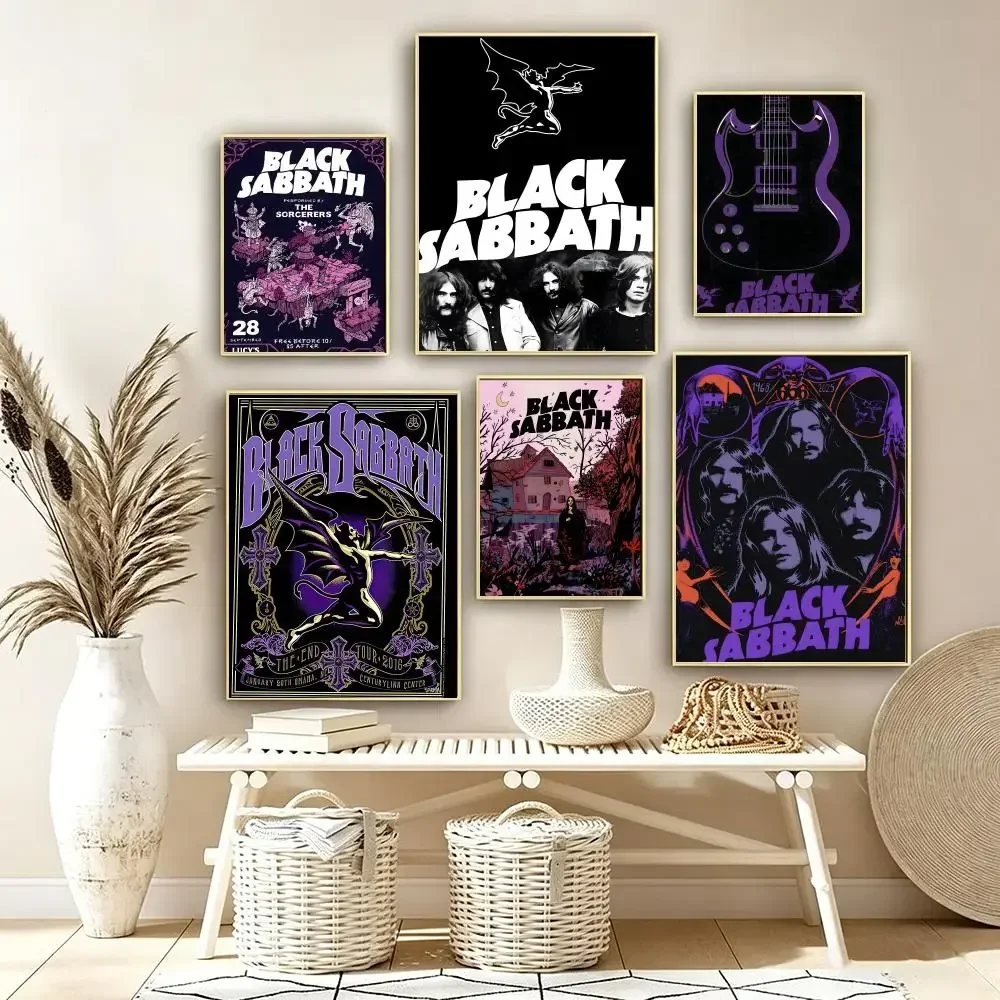 Music Black S-sabbath Poster Aesthetic Prints And Posters Wall Art Retro Painting Home Room Cafe Club Dorm Wall Decor