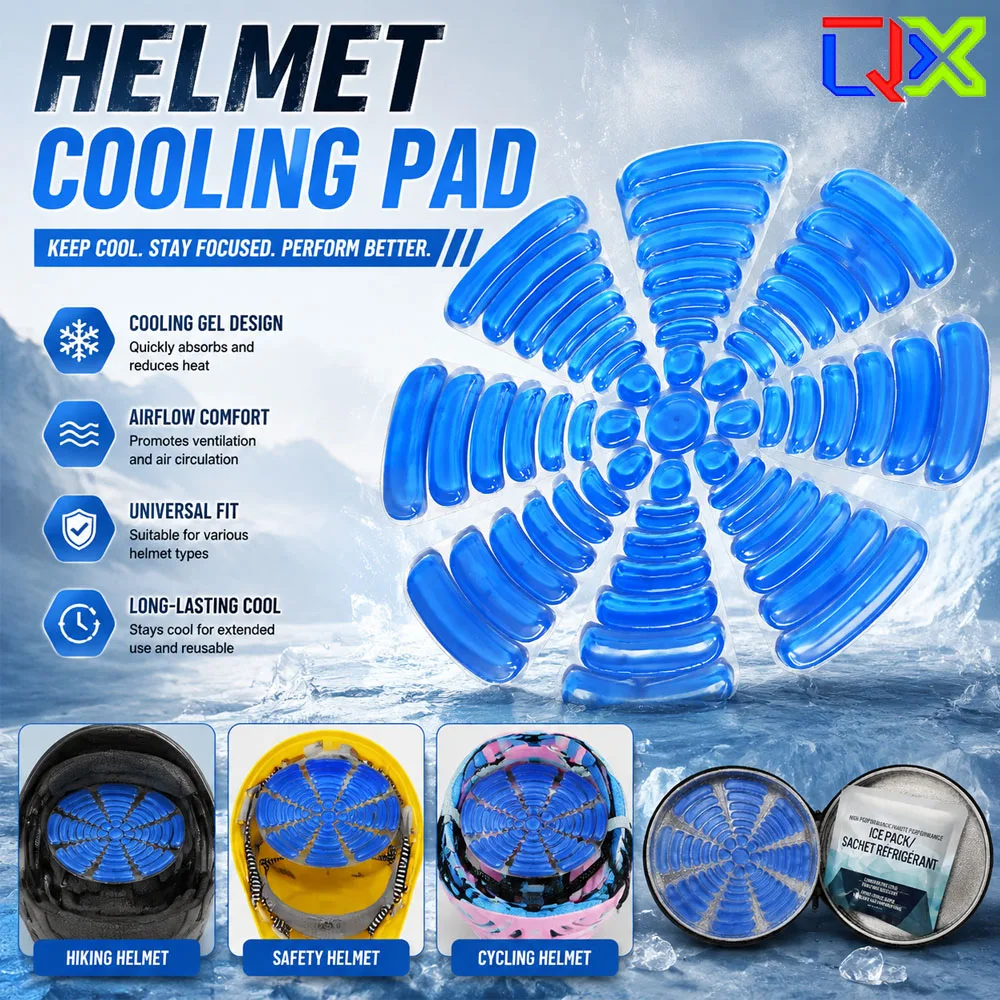 QX PCM Cooling Cap Gel Ice Headwear Outdoor Work Heat Relief Hat Cycling Riding Helmet Liner for Summer Sports