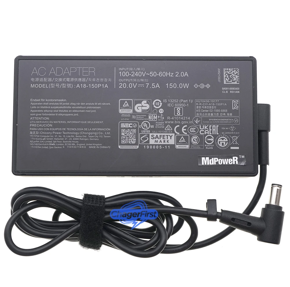 6.0*3.7mm 20V 7.5A A18-150P1A 150W AC Adapter For Asus TUF Gaming F15 FX506LH-AS51 FX505D FX705GT ROG Laptop Charger